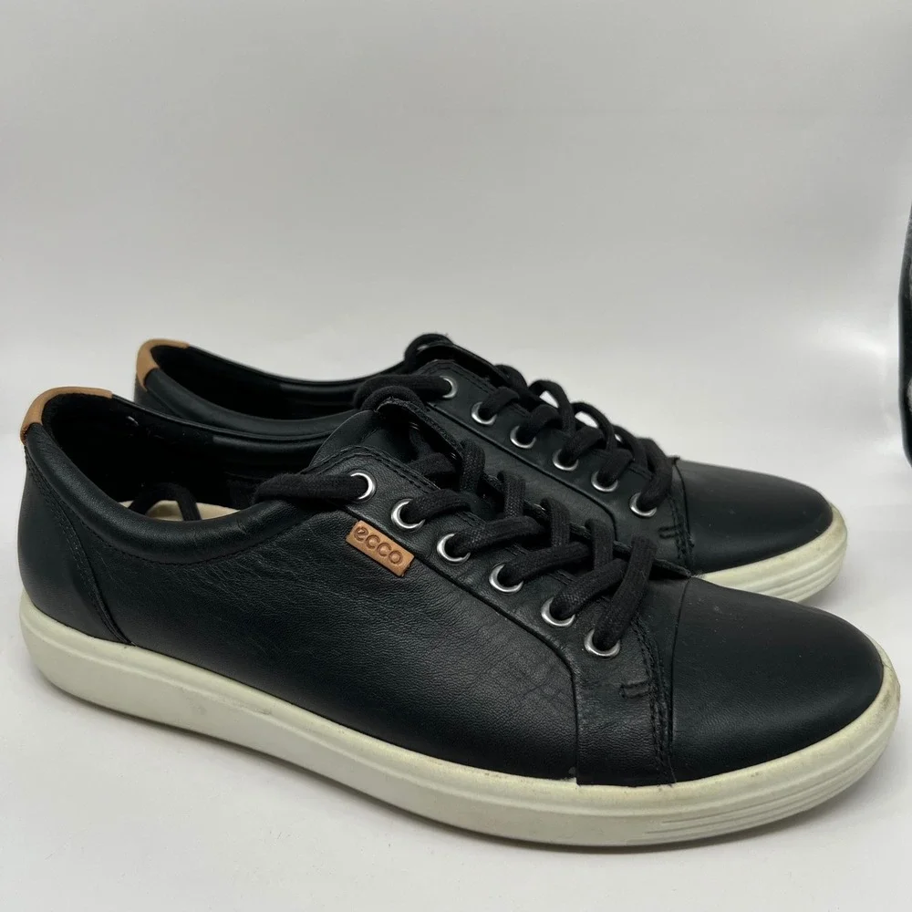ECCO Soft 7 Womens Black Leather Shoes Sneakers EU 40 Womens US 9-9.5 walking